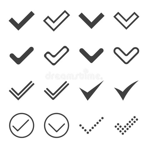 Set Of Simple Icons Ticks Check Marks Stock Vector Illustration Of