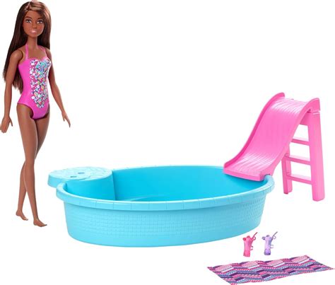 Amazon Barbie Doll 11 5 Inch Brunette And Pool Playset With