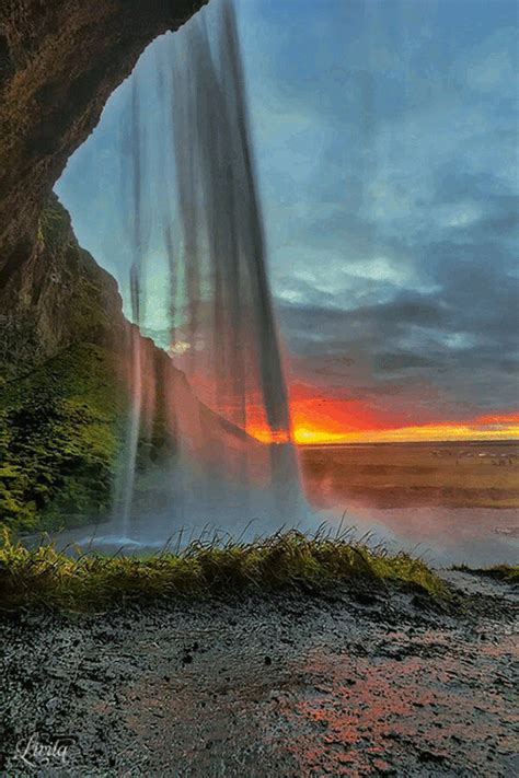 Animated  And Beauty Kép Beautiful Waterfalls Beautiful Sunset