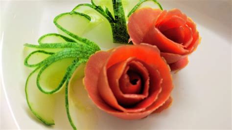 Easy Way To Make A Tomato Rose Salad Garnish Youtube