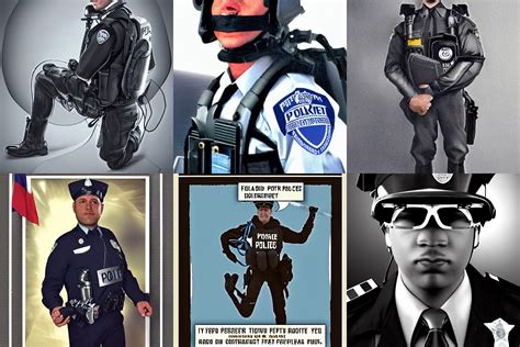 Portrait Of A Jet Pack Police Officer From The Year 2 Stable