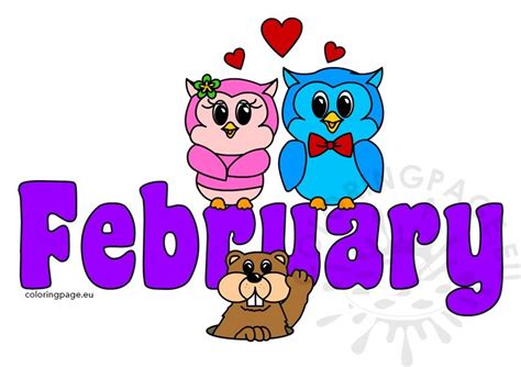 Clipart Colorful Month Of February Text - Coloring Page