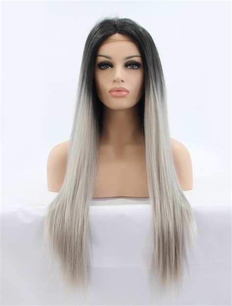 Lace Front Colorful Wigs 26 Straight Synthetic Ombre2 Tone Without