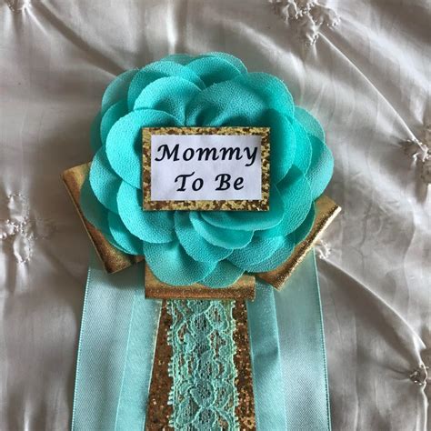 Mommy To Be Pin Baby Shower Pin Mint Green Pin Boy Flower Etsy