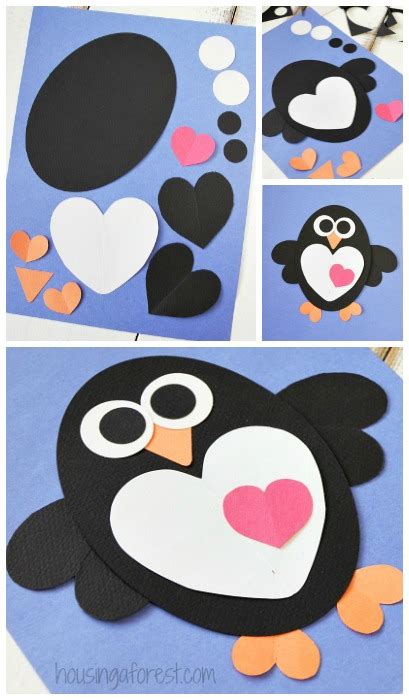 Heart Penguin Craft For Kids Housing A Forest
