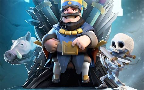 Download Wallpapers Blue King Characters Skeleton Rts Clash Royale