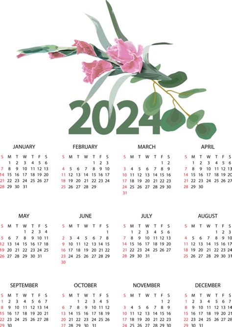 Flower Calendar 2024 Printable 2024 Calendar Printable