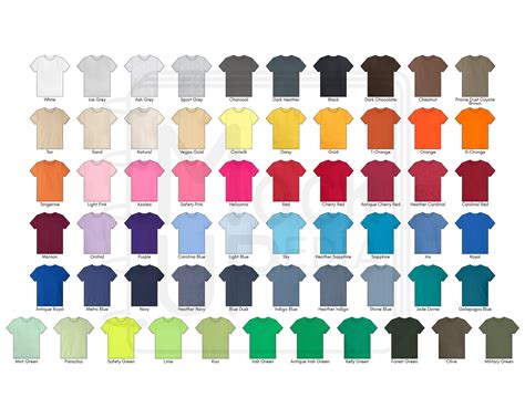 Gildan 2000 Adult T Shirt Color Chart Gildan 2000 Ultra Etsy