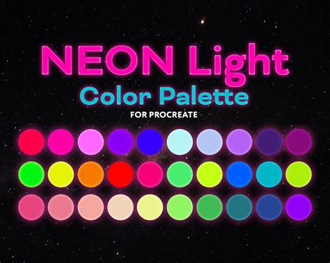 Neon Color Palette Futuristic Light Color Procreate Palette