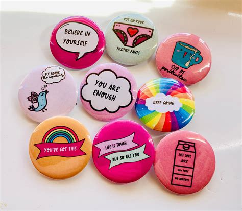 Wellbeing Pin Badge Set Pin Badges Motivational Positive Etsy