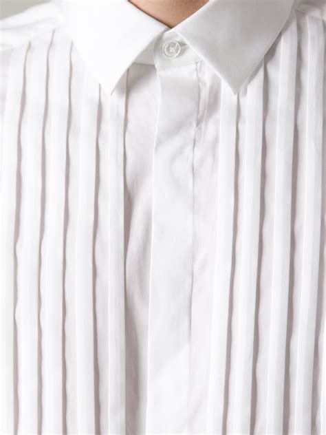 Lyst Valentino Pleated Shirt In White For Men