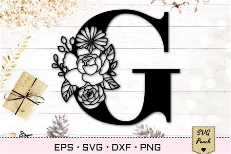 Floral Letter G Svg Flower G Monogram Font Initial Svg 549567 Cut