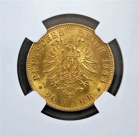 1888 A Germany 20 Mark Gold Coin Prussia Friedrich Iii Ngc Ms64 Km
