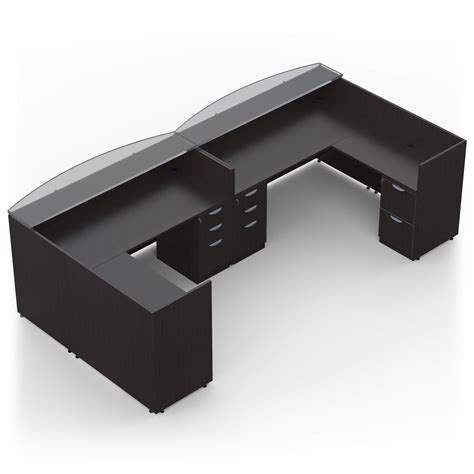 U Shape Reception Desk Attract 2 Person Reception Desk Glass Top