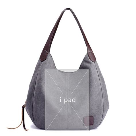 Fashion Womens Multi Pocket Cotton Canvas Handbags Shoulder Bags Totes