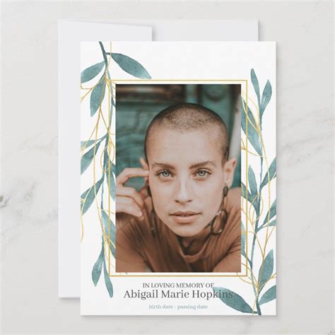 Golden Greenery Floral In Loving Memory Funeral Thank You Card Zazzle