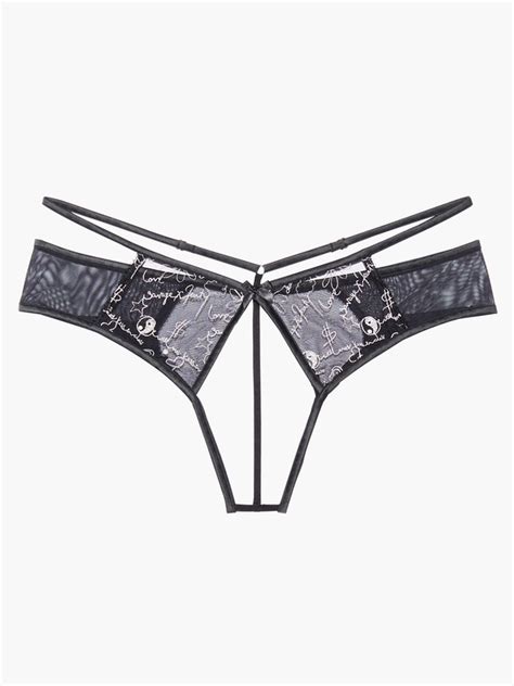 Dear Diary Crotchless Open Back Thong In Black Savage X Fenty France