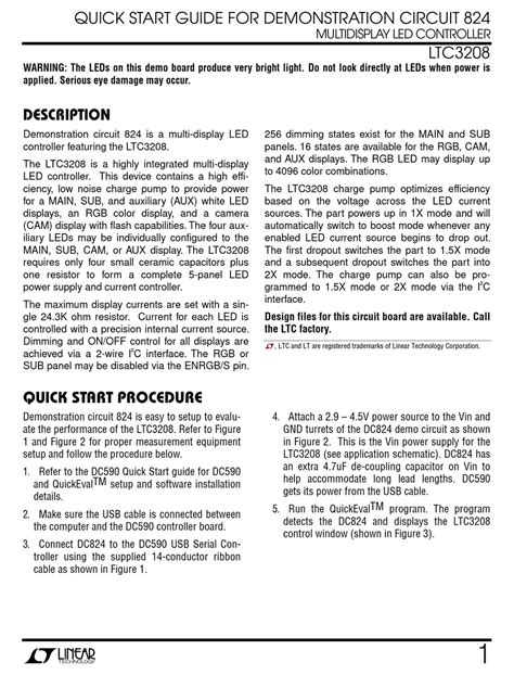Linear Technology 824 Quick Start Manual Pdf Download Manualslib