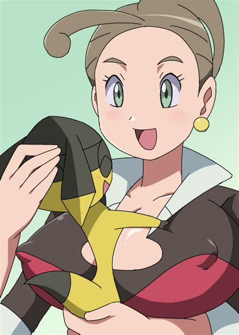 rule 34 1girls alexa pokemon ambiguous gender artist request blush breasts brown hair busty