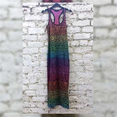 Rainbow Leopard Print Maxi Dress Tie Dye to fit UK Size 6 or | Etsy