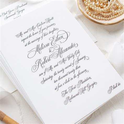 Formal Elegant Wedding Invitations In Letterpress Traditional Etsy