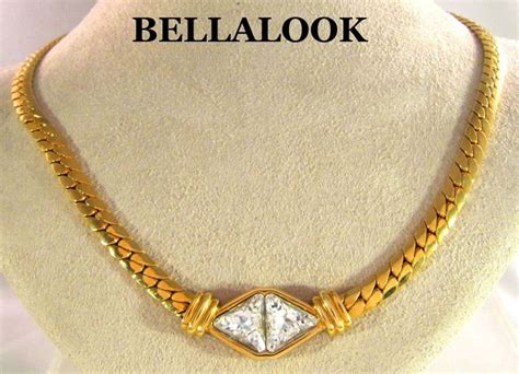 Vintage Sign Sal Swarovski Two Clear Crystal Trillion Stones Gold Chain