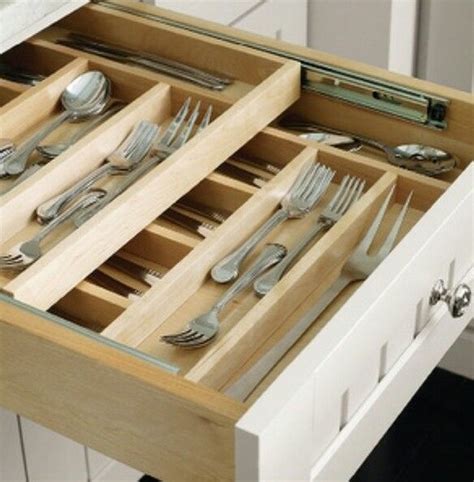 Kraftmaid® angled utensil drawer organizers Double utensil slider... Custom | Kitchen storage space ...
