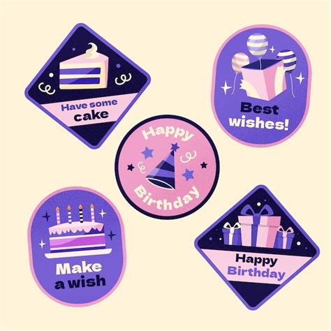 Free Vector Birthday Badges Template Design