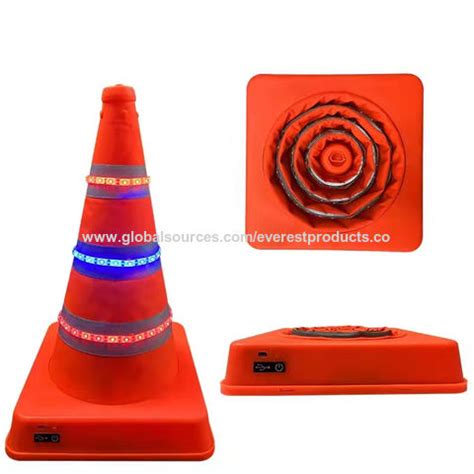 Buy Wholesale China Collapsible Rechargeable Traffic Cones With Led