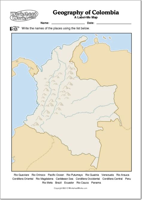 Mapa Físico Mudo De Colombia Mapa Mudo De Ríos Y Montañas De Colombia