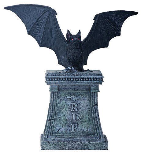 Bat On Tombstone Statue Tombstone Halloween Tombstones Statue
