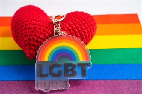 premium photo lgbt rights with red heart on rainbow flag symbol of