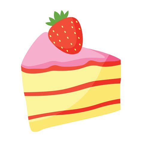 Cute Food Of Strawberry Cake On Cartoon Version 11027498 Vector Art At