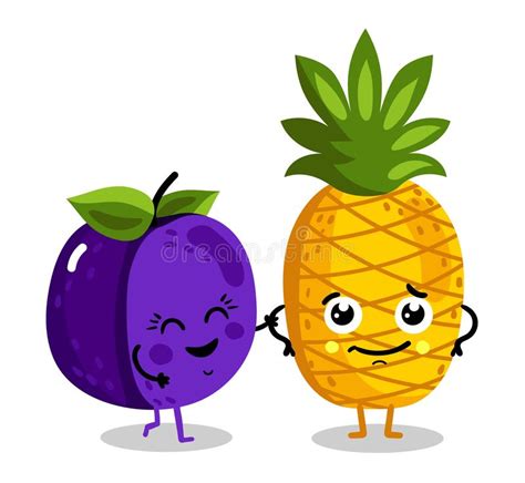 Funny Fruit Isolated Cartoon Characters Stock Illustration