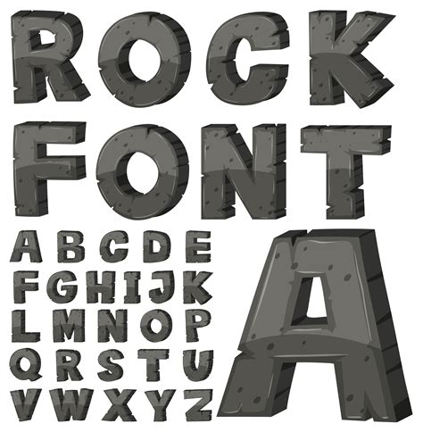 Font Design For English Alphabets With Stone Block Vector Art At