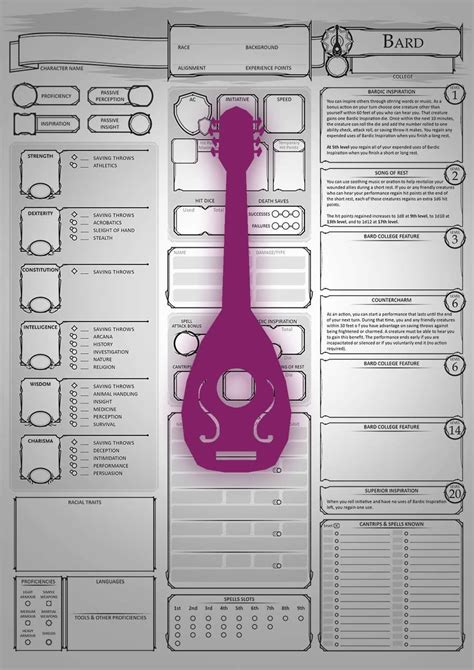 Class Character Sheets The Bard Dungeon Masters Guild Dungeon Masters Guild Character