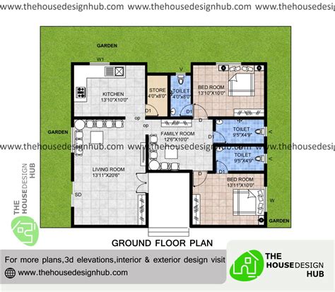37 X 32 Ft 2 Bhk House Plan In 1200 Sq Ft The House Design Hub