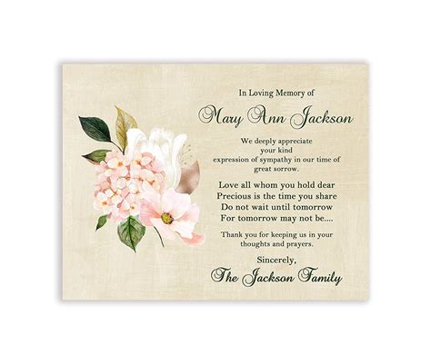 Funeral Thank You And Bereavement Notes Personalized Sympathy