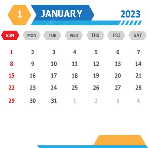 Free Template Calendar January 2023 Vector Design Square January 2023