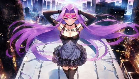 Aoi777 Blindfold Breasts Building Chain City Cleavage Collar Dress Elbow Gloves Fategrand Order