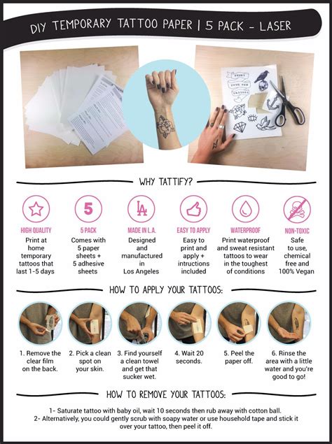 Tattify Diy Temporary Tattoo Paper 5 Pack For Laser