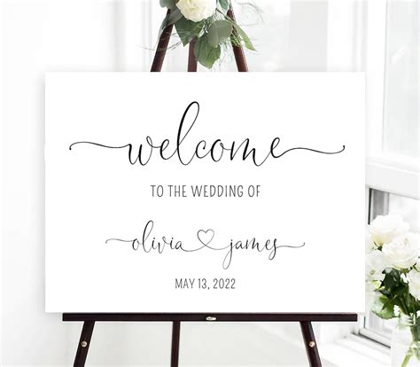 Heart Font Wedding Welcome Sign Template Printable Welcome Etsy