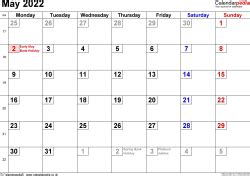 Monthly and weeekly calendars available. Calendar May 2022 UK, Bank Holidays, Excel/PDF/Word Templates