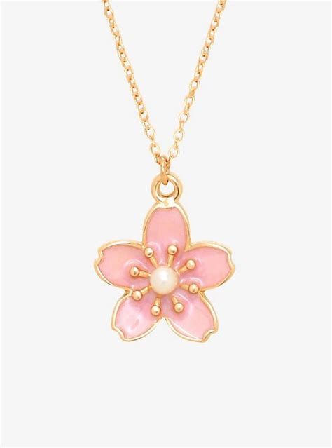 Sakura Blossom Charm Necklace In 2020 Minnie Earrings Charm Necklace