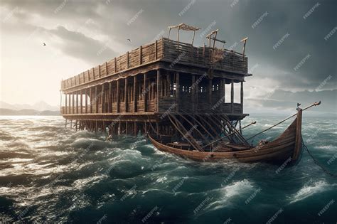 Premium Photo The Ark Of Noah A Huge Boat Salvation For The