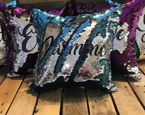 Personalized Sequin Pillow Printed With Your Name Or Phrase Etsy