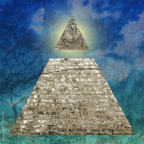 New World Order Pyramid Illustration Including The All Seeing Eye Stock