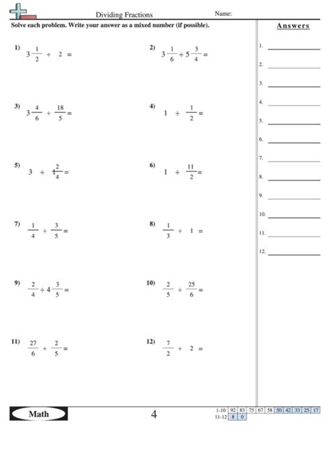 Super Teacher Worksheets Dividing Fractions And Mixed Numbers Answer Key