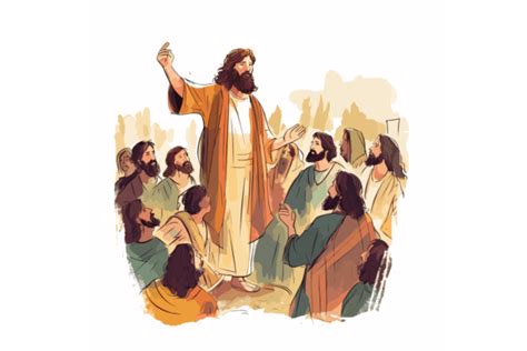 Svg Jesus Preaching To Vector Illustrati Gráfico Por Evoke City