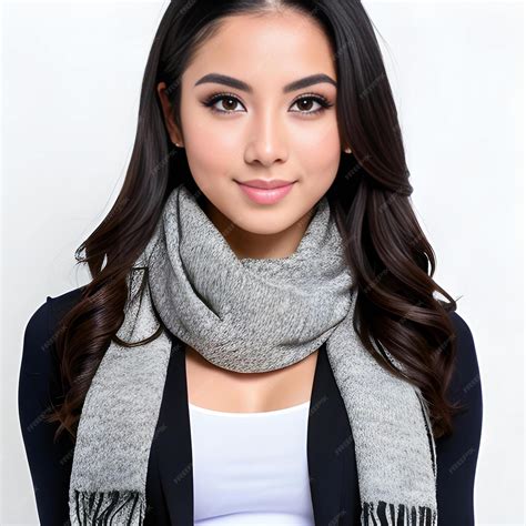 Premium Photo A Woman Wearing A Scarf That Says She Is Wearing A